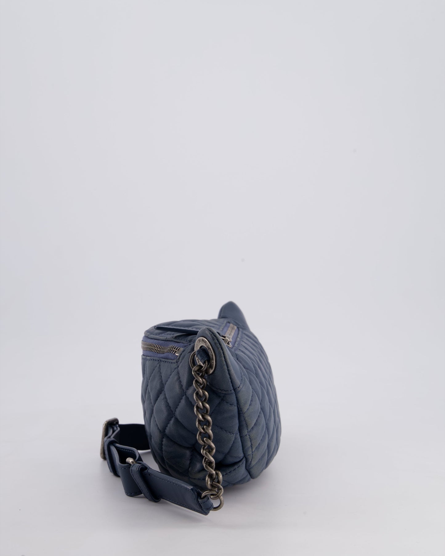 Chanel Navy Quilted Bum Bag in Lambskin Leather with Gunmetal Hardware