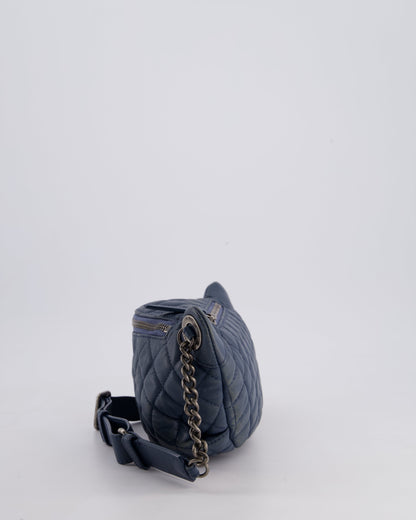 Chanel Navy Quilted Bum Bag in Lambskin Leather with Gunmetal Hardware