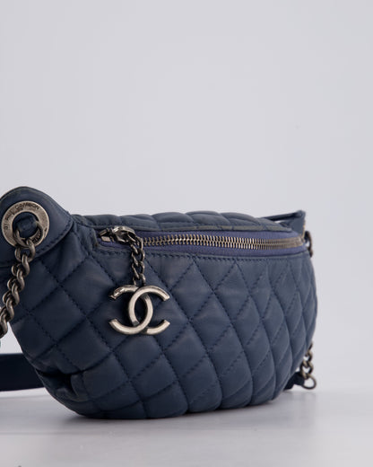 Chanel Navy Quilted Bum Bag in Lambskin Leather with Gunmetal Hardware
