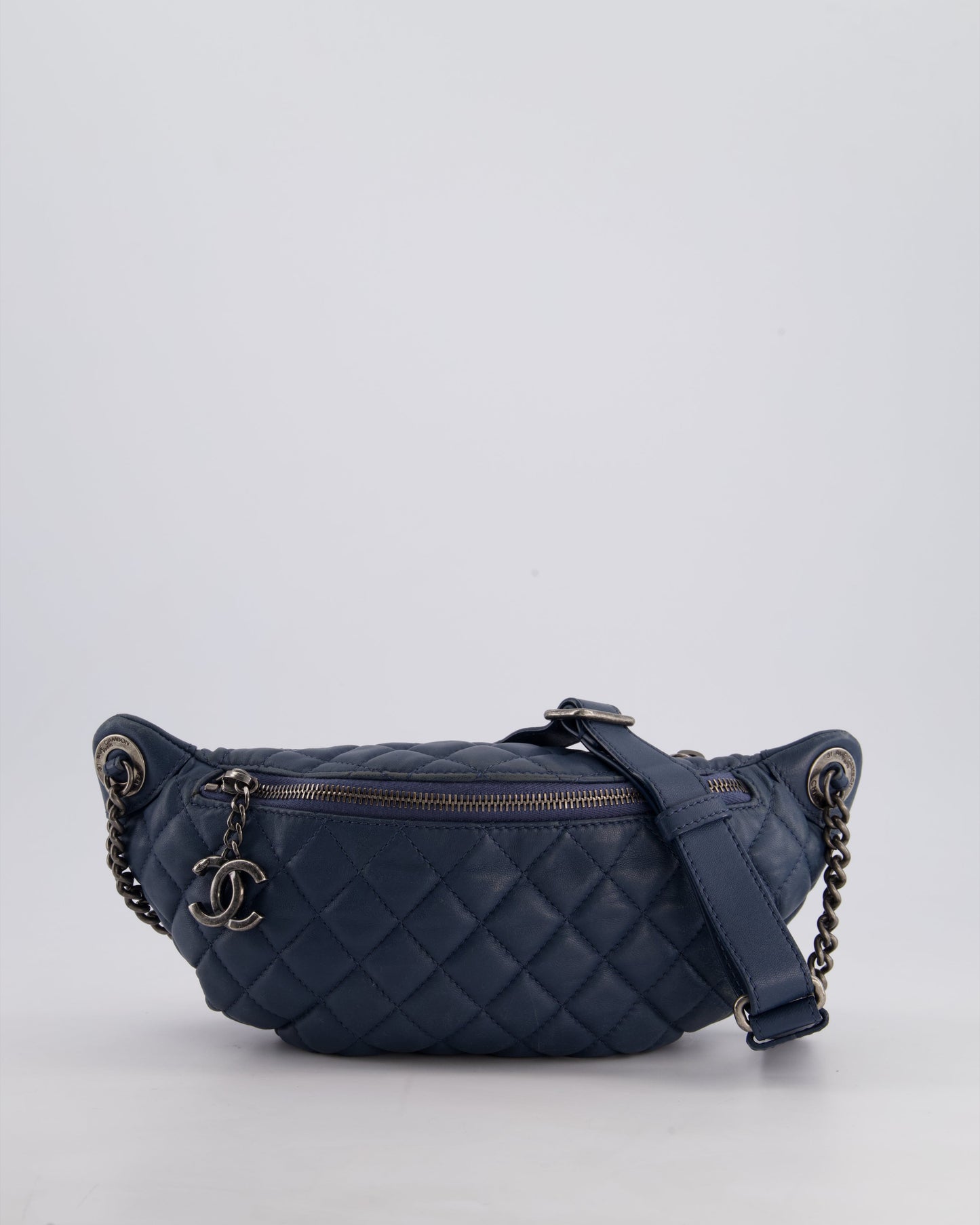 Chanel Navy Quilted Bum Bag in Lambskin Leather with Gunmetal Hardware