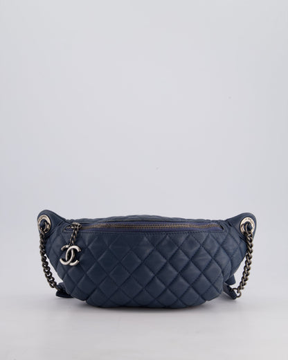 Chanel Navy Quilted Bum Bag in Lambskin Leather with Gunmetal Hardware