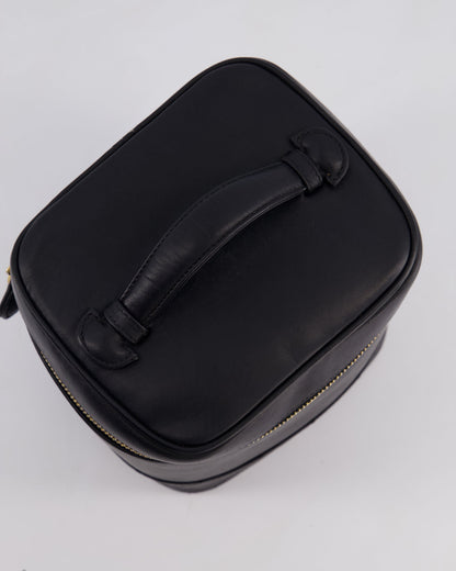 Chanel Black Vintage Leather Vanity Case with 24K Gold Hardware