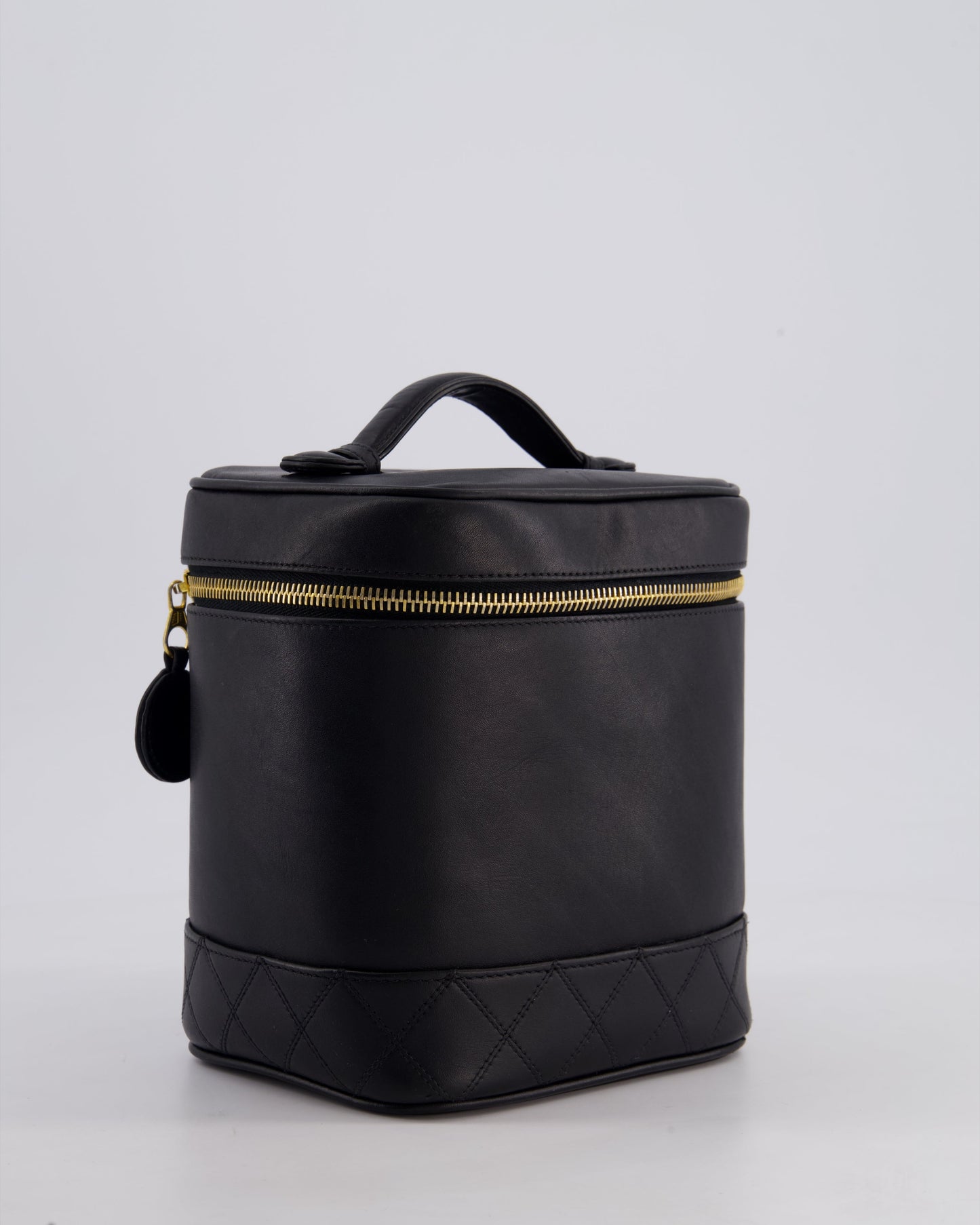 Chanel Black Vintage Leather Vanity Case with 24K Gold Hardware