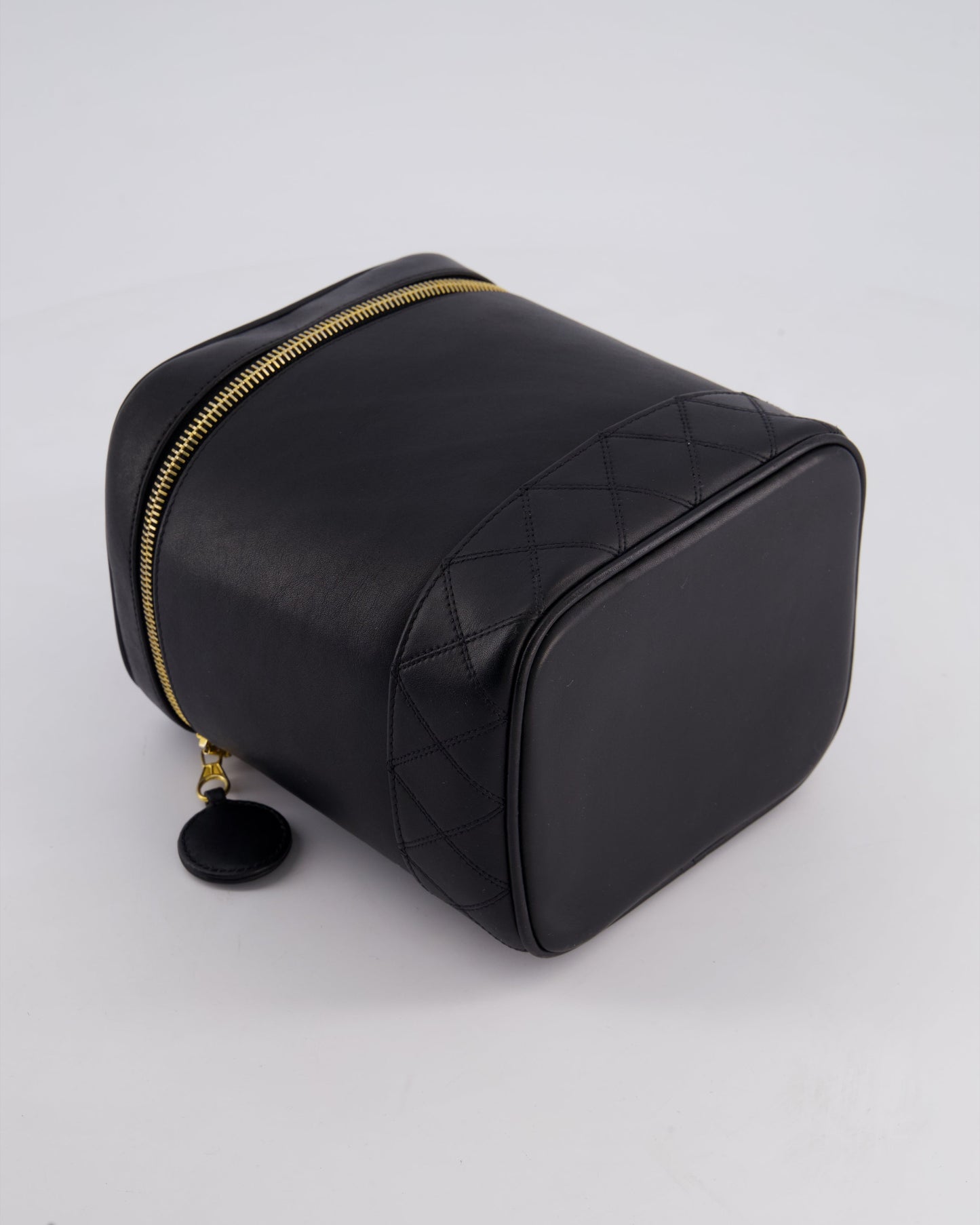 Chanel Black Vintage Leather Vanity Case with 24K Gold Hardware