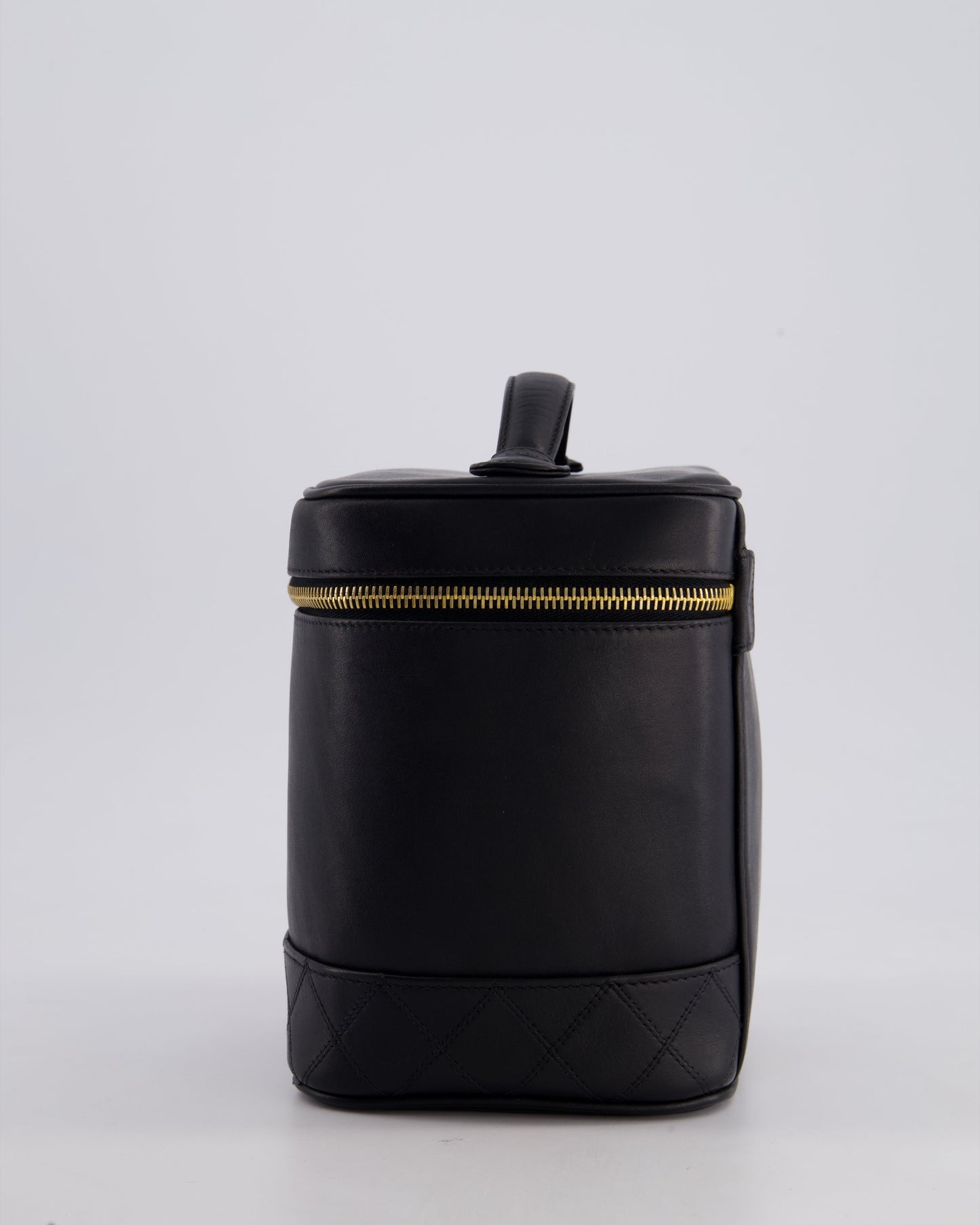 Chanel Black Vintage Leather Vanity Case with 24K Gold Hardware