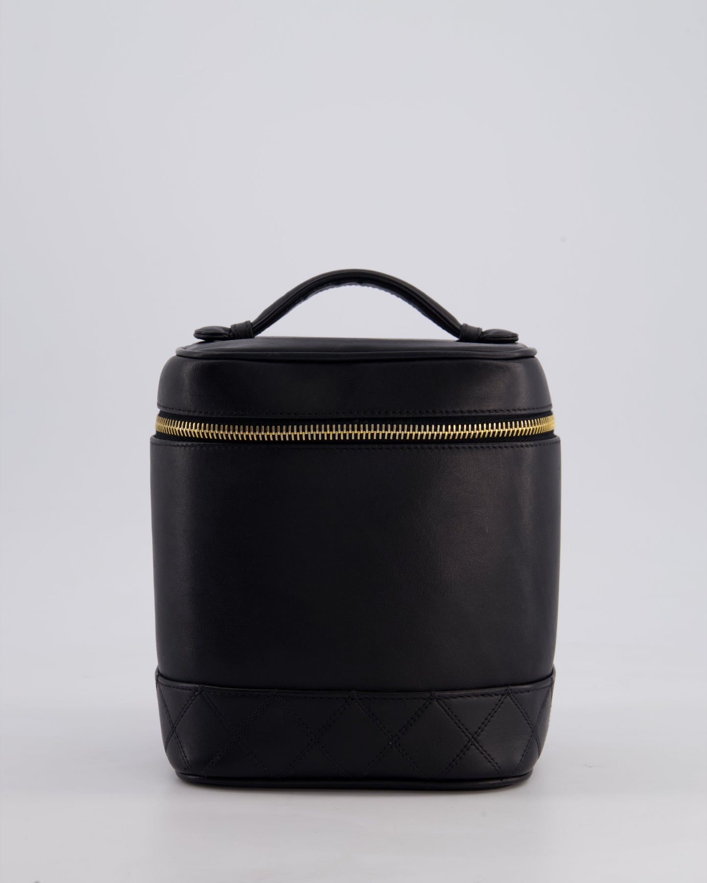 Chanel Black Vintage Leather Vanity Case with 24K Gold Hardware