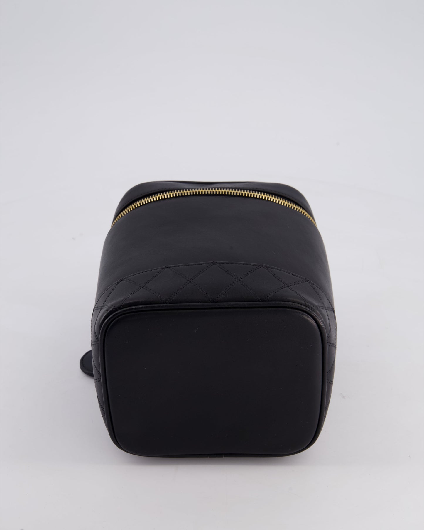 Chanel Black Vintage Leather Vanity Case with 24K Gold Hardware