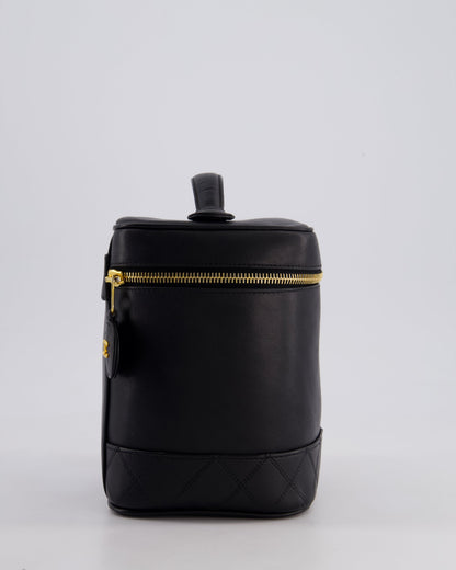 Chanel Black Vintage Leather Vanity Case with 24K Gold Hardware