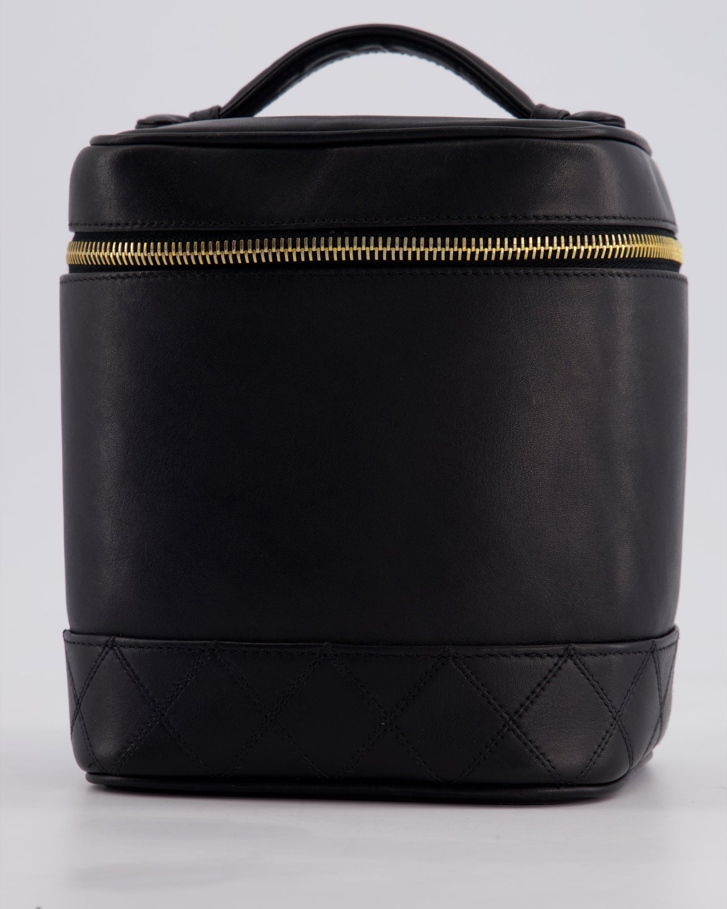 Chanel Black Vintage Leather Vanity Case with 24K Gold Hardware