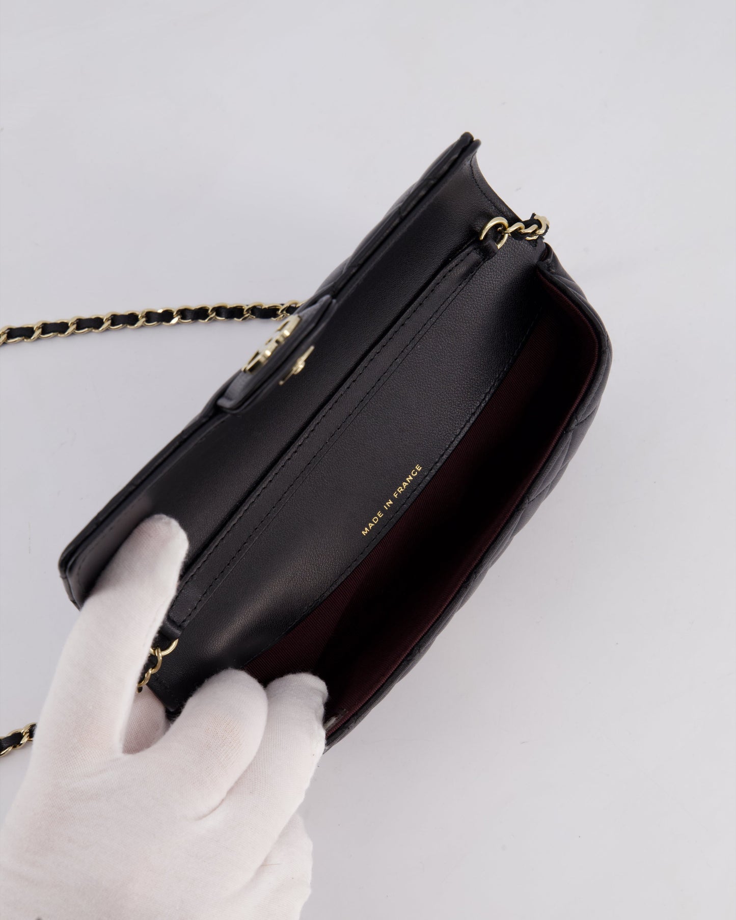 Chanel Black Lambskin Sunglasses Case on Chain Bag with Champagne Gold Hardware