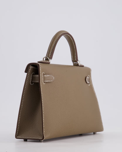 *HOT* Hermes Mini Kelly II 20cm in Etoupe Epsom Leather with Palladium Hardware