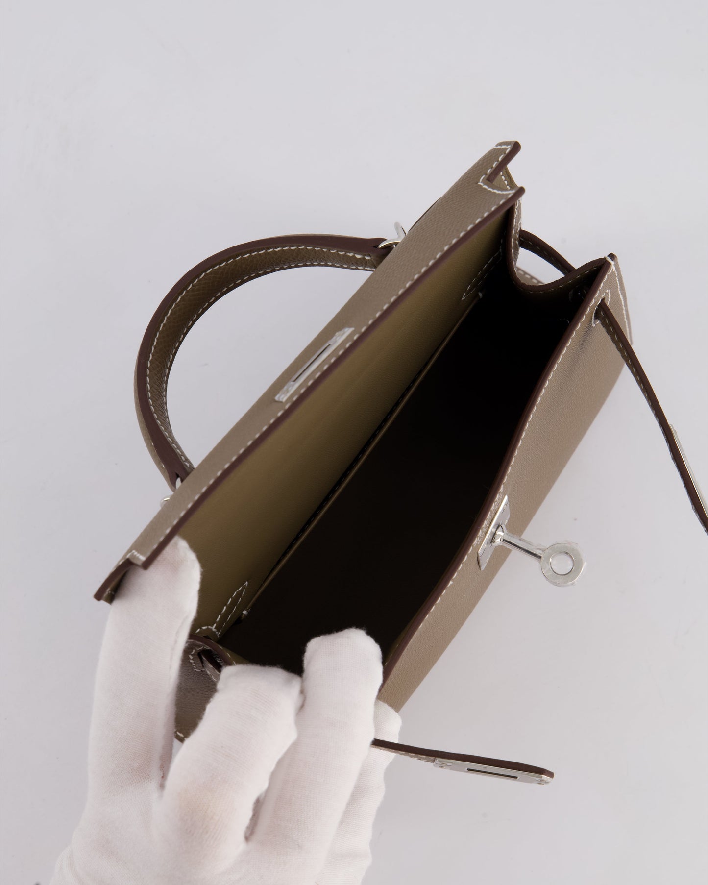 *HOT* Hermes Mini Kelly II 20cm in Etoupe Epsom Leather with Palladium Hardware