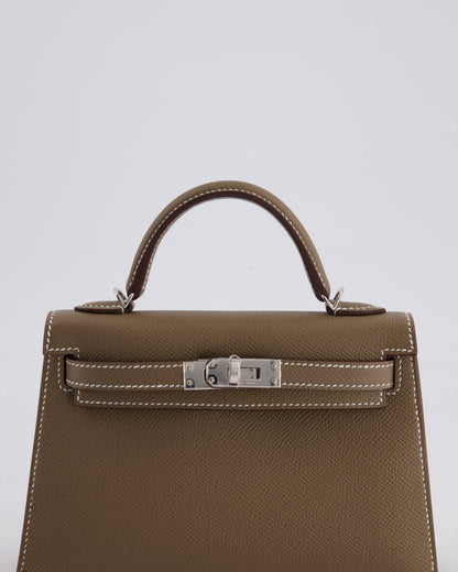 *HOT* Hermes Mini Kelly II 20cm in Etoupe Epsom Leather with Palladium Hardware