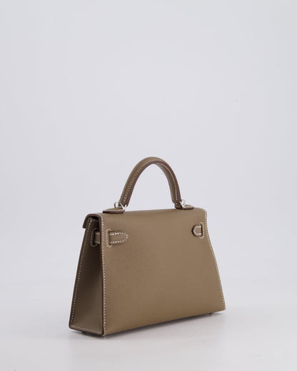 *HOT* Hermes Mini Kelly II 20cm in Etoupe Epsom Leather with Palladium Hardware