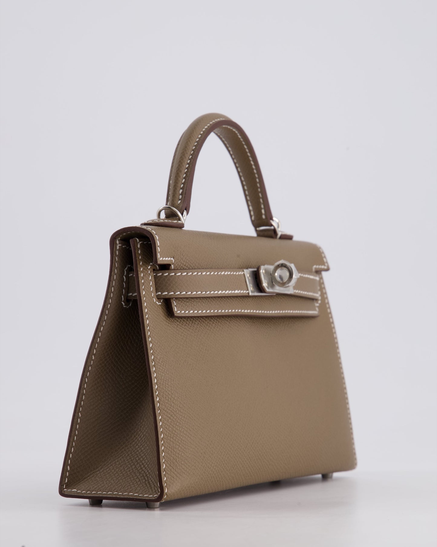 *HOT* Hermes Mini Kelly II 20cm in Etoupe Epsom Leather with Palladium Hardware