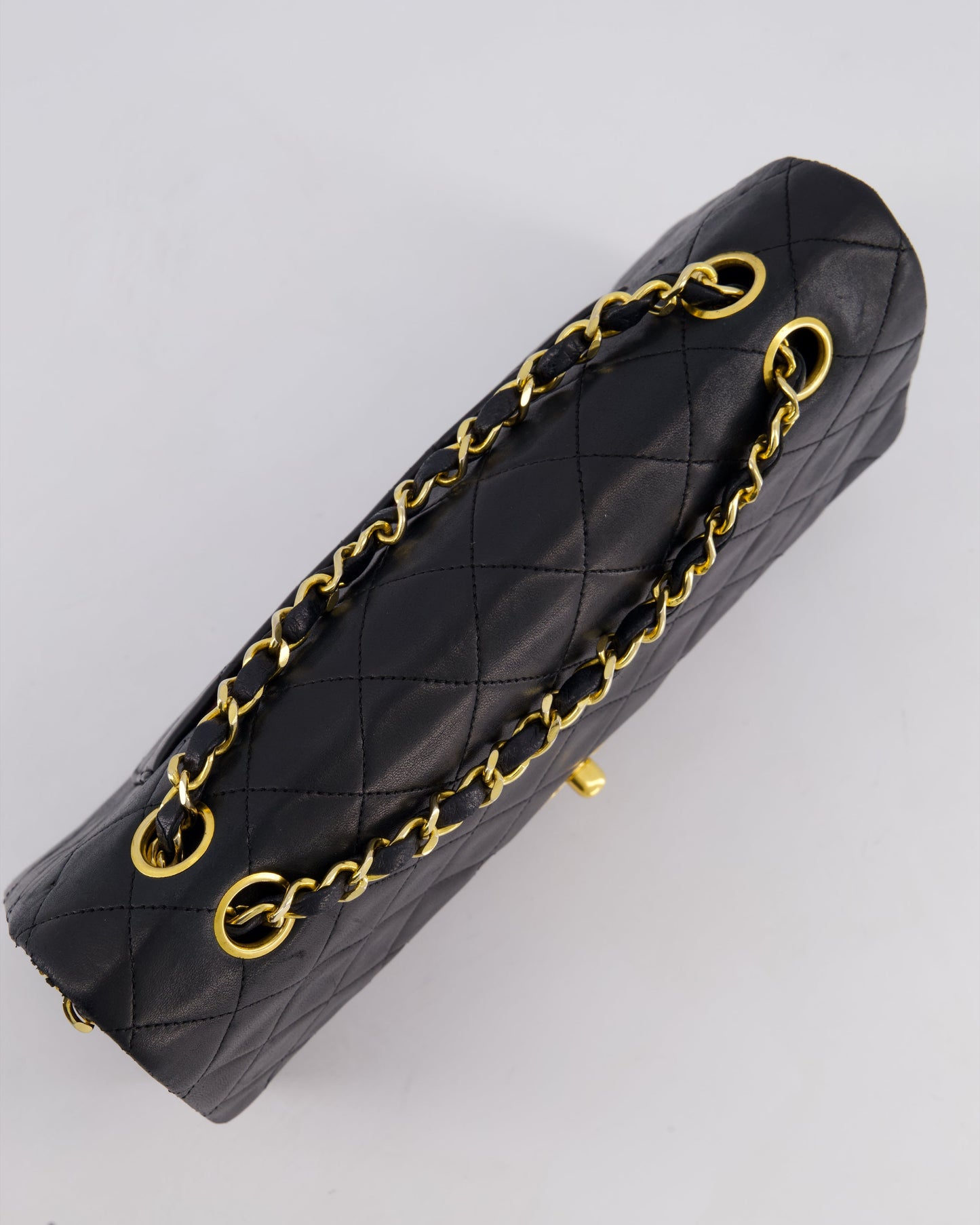 Chanel Vintage Black Medium Classic Double Flap Bag in Lambskin Leather with 24k Gold Hardware