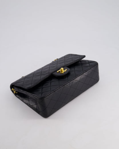 Chanel Vintage Black Medium Classic Double Flap Bag in Lambskin Leather with 24k Gold Hardware