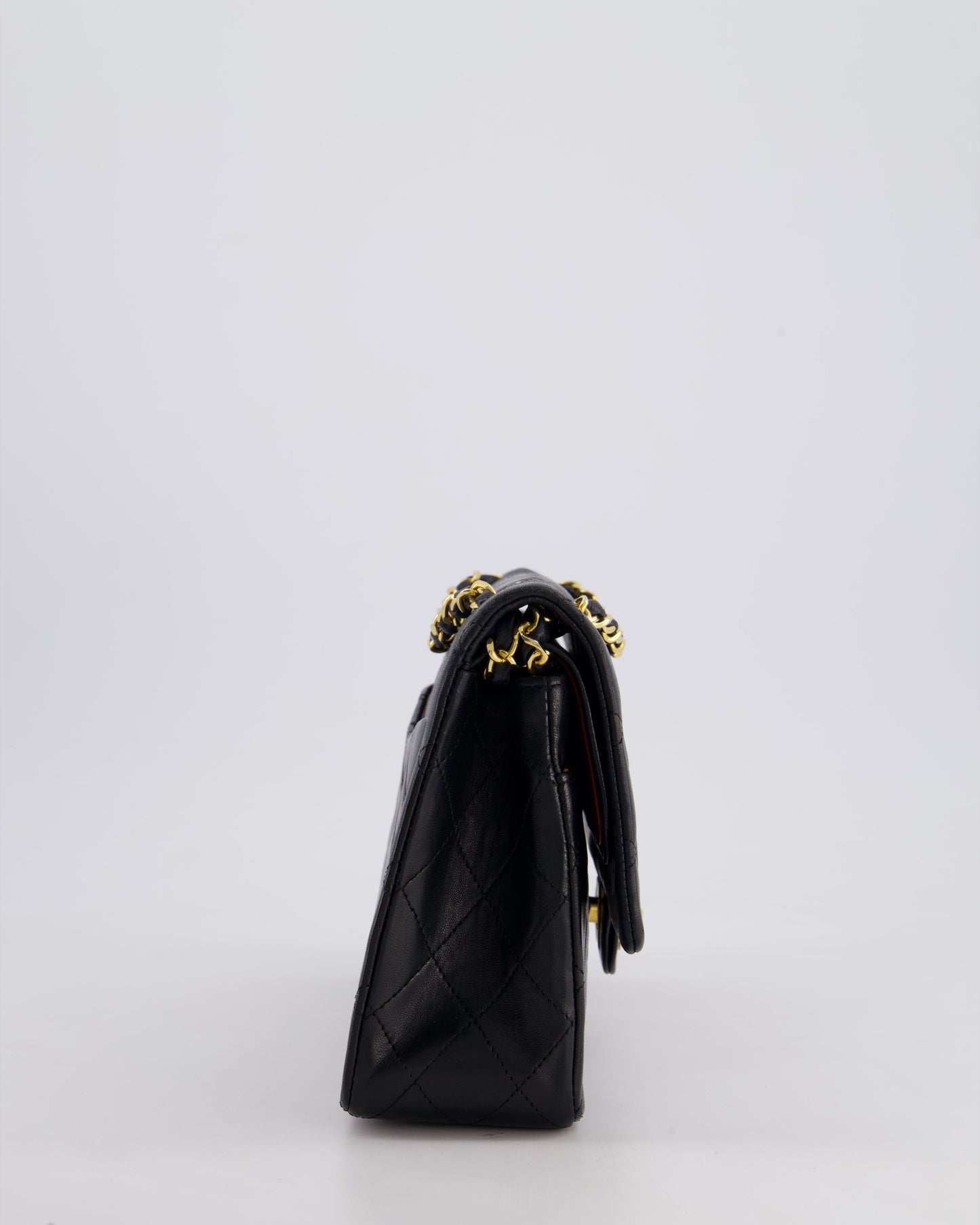 Chanel Vintage Black Medium Classic Double Flap Bag in Lambskin Leather with 24k Gold Hardware