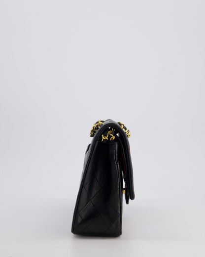 Chanel Vintage Black Medium Classic Double Flap Bag in Lambskin Leather with 24k Gold Hardware