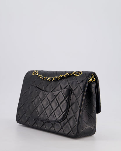 Chanel Vintage Black Medium Classic Double Flap Bag in Lambskin Leather with 24k Gold Hardware