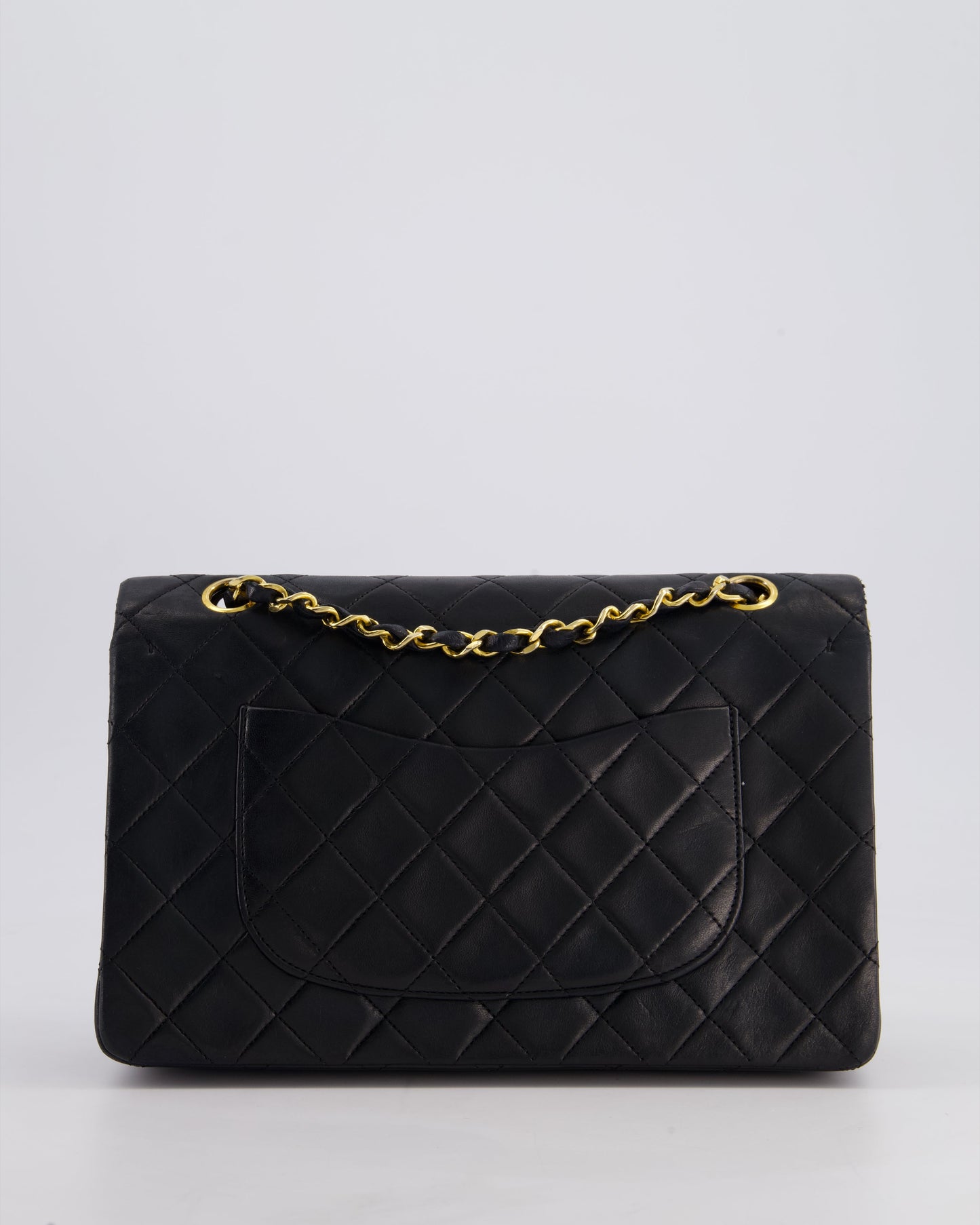 Chanel Vintage Black Medium Classic Double Flap Bag in Lambskin Leather with 24k Gold Hardware