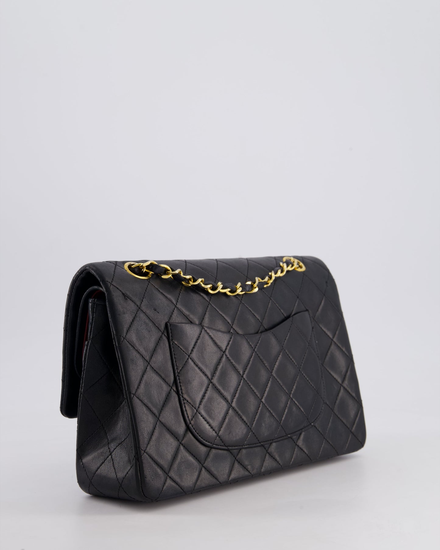 Chanel Vintage Black Medium Classic Double Flap Bag in Lambskin Leather with 24k Gold Hardware