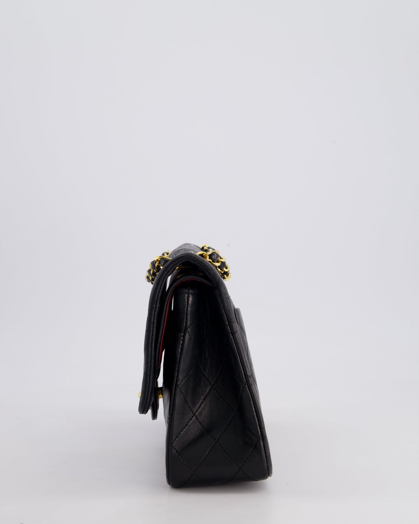 Chanel Vintage Black Medium Classic Double Flap Bag in Lambskin Leather with 24k Gold Hardware