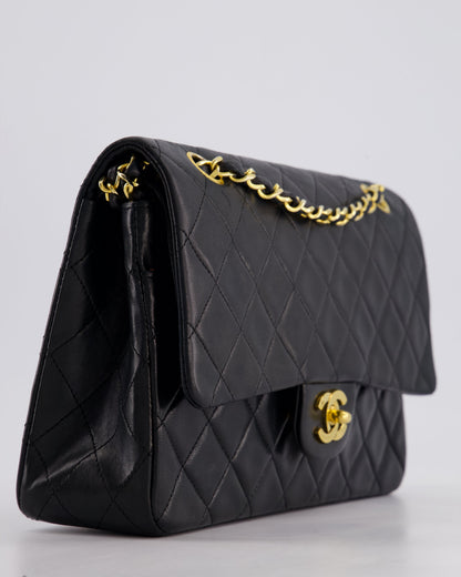 Chanel Vintage Black Medium Classic Double Flap Bag in Lambskin Leather with 24k Gold Hardware
