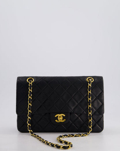 Chanel Vintage Black Medium Classic Double Flap Bag in Lambskin Leather with 24k Gold Hardware