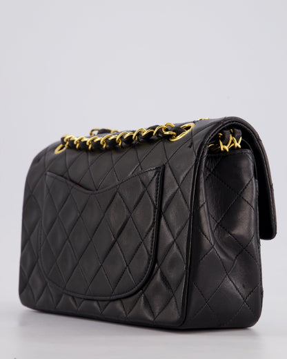 Chanel Vintage Black Medium Classic Double Flap Bag in Lambskin Leather with 24k Gold Hardware