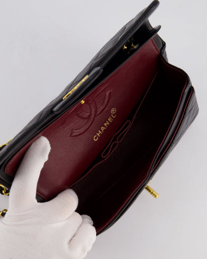 Chanel Vintage Black Medium Classic Double Flap Bag in Lambskin Leather with 24k Gold Hardware