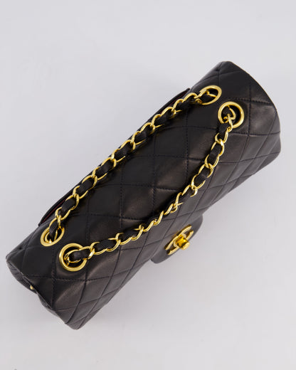 Chanel Vintage Black Medium Classic Double Flap Bag in Lambskin Leather with 24k Gold Hardware