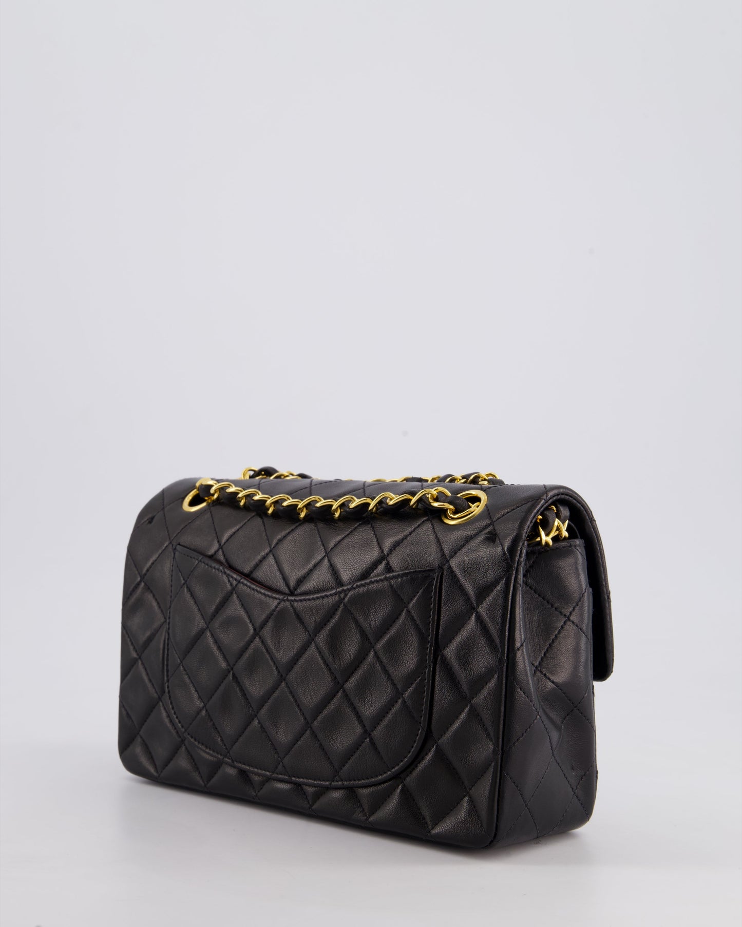 Chanel Vintage Black Medium Classic Double Flap Bag in Lambskin Leather with 24k Gold Hardware