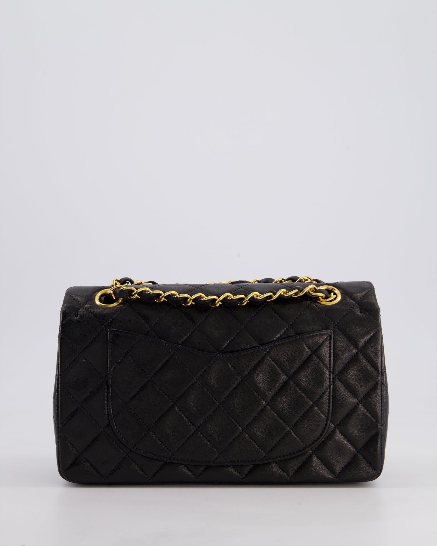 Chanel Vintage Black Medium Classic Double Flap Bag in Lambskin Leather with 24k Gold Hardware