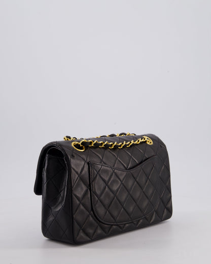 Chanel Vintage Black Medium Classic Double Flap Bag in Lambskin Leather with 24k Gold Hardware