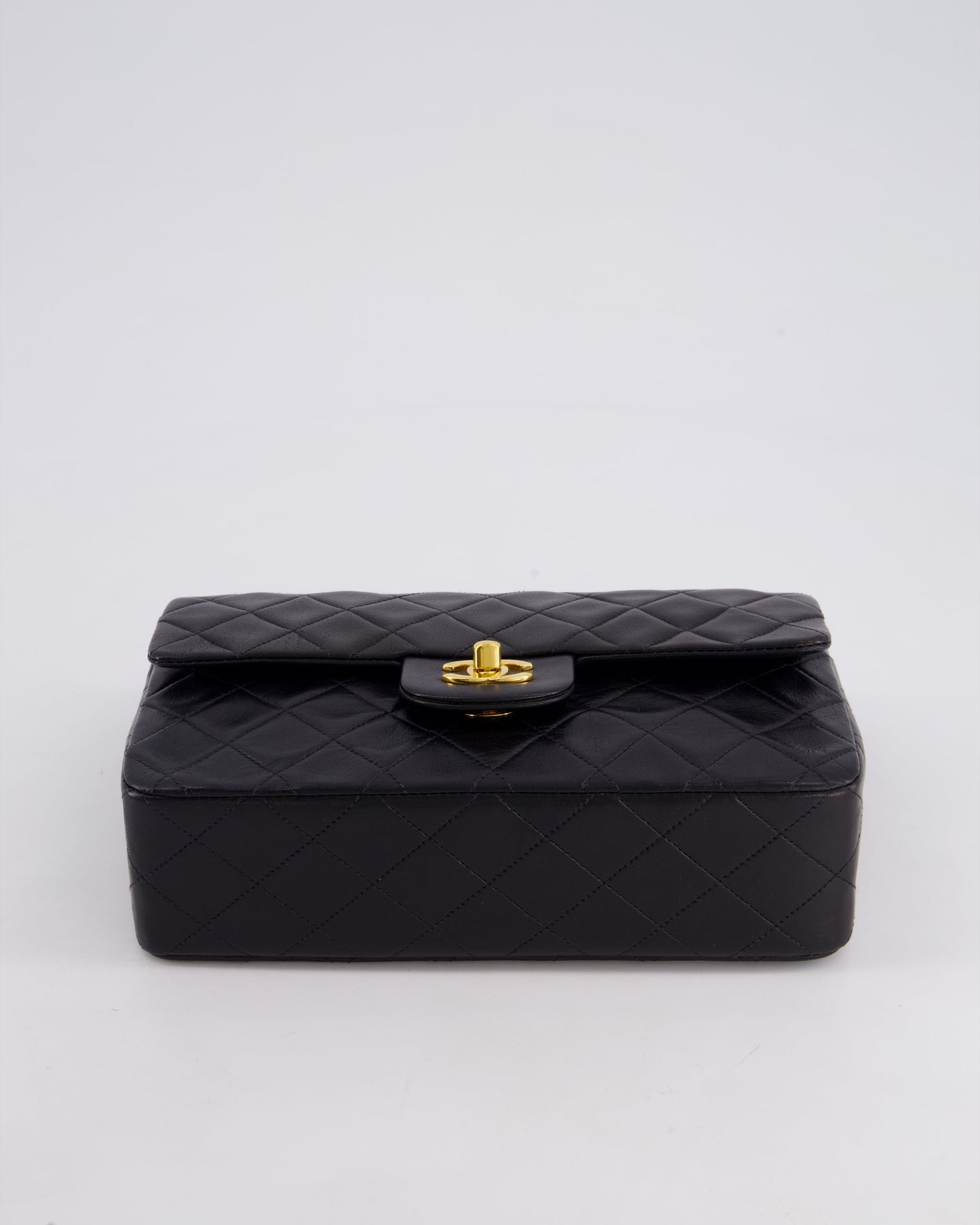 Chanel Vintage Black Medium Classic Double Flap Bag in Lambskin Leather with 24k Gold Hardware