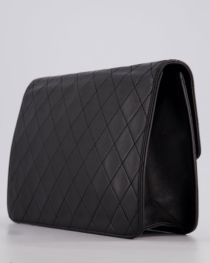 Chanel Vintage Black Medium Single Flap Bag in Lambskin Leather with 24K Gold Hardware