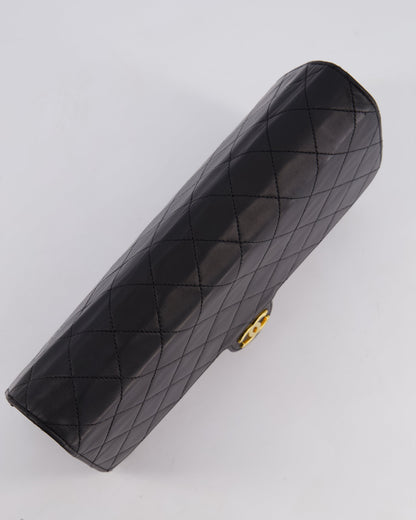 Chanel Vintage Black Medium Single Flap Bag in Lambskin Leather with 24K Gold Hardware