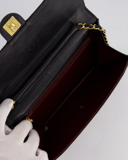 Chanel Vintage Black Medium Single Flap Bag in Lambskin Leather with 24K Gold Hardware