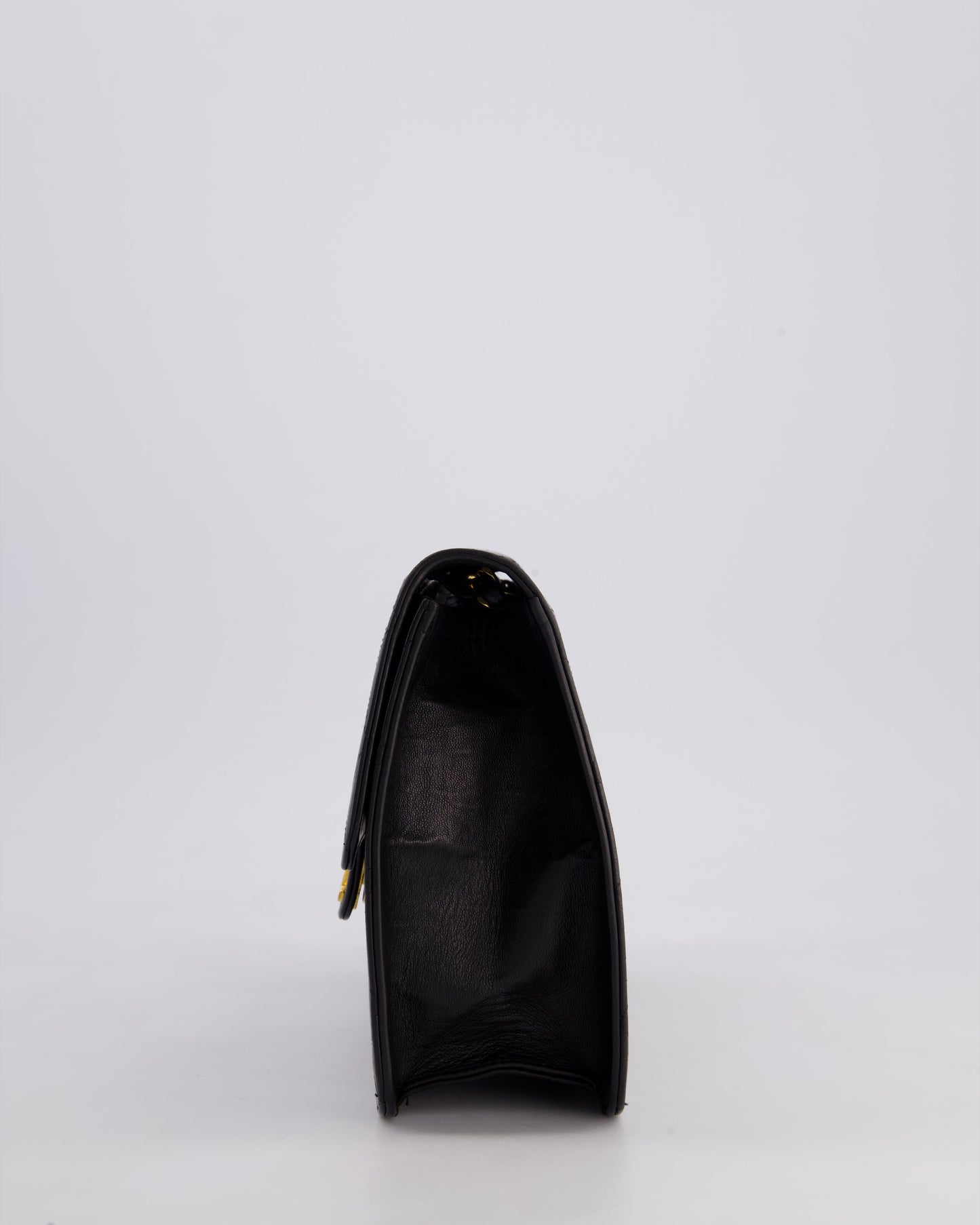 Chanel Vintage Black Medium Single Flap Bag in Lambskin Leather with 24K Gold Hardware