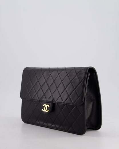 Chanel Vintage Black Medium Single Flap Bag in Lambskin Leather with 24K Gold Hardware