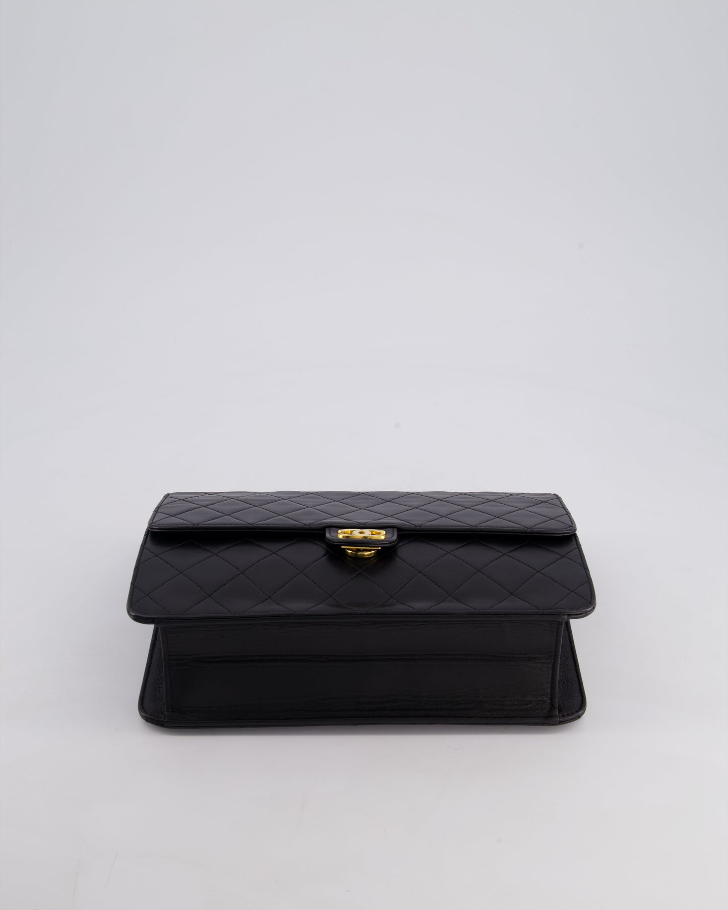 Chanel Vintage Black Medium Single Flap Bag in Lambskin Leather with 24K Gold Hardware