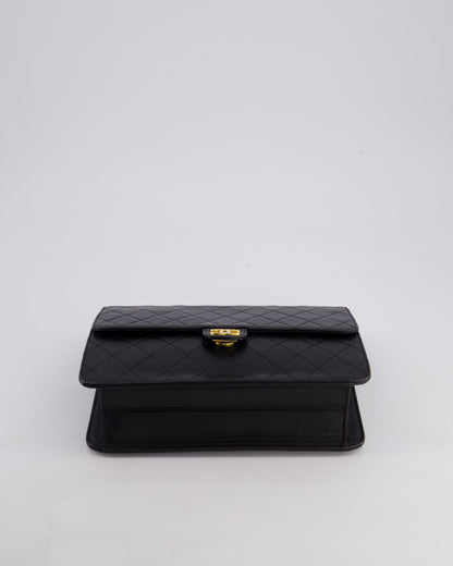 Chanel Vintage Black Medium Single Flap Bag in Lambskin Leather with 24K Gold Hardware
