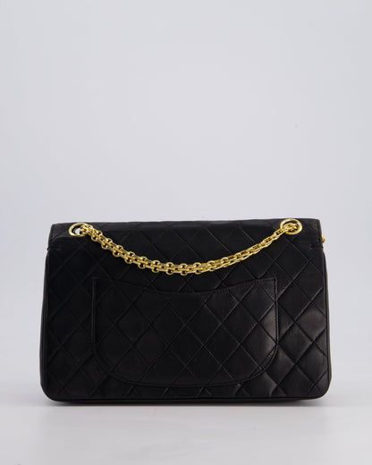*RARE VINTAGE* Chanel Vintage Black Medium Classic Double Flap Bag in Lambskin Leather with 24k Gold Hardware and Mademoiselle Chain