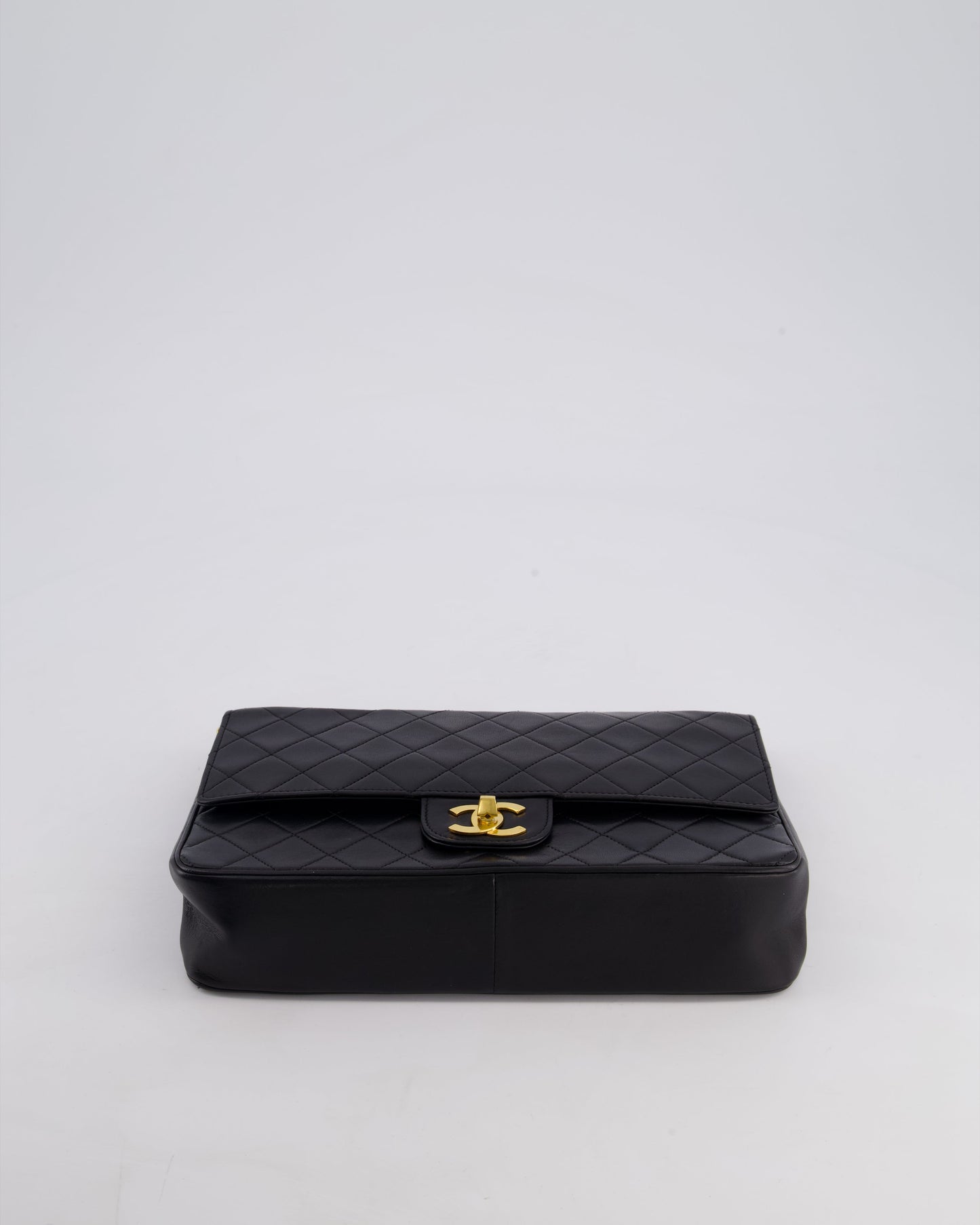 *RARE VINTAGE* Chanel Vintage Black Medium Classic Double Flap Bag in Lambskin Leather with 24k Gold Hardware and Mademoiselle Chain