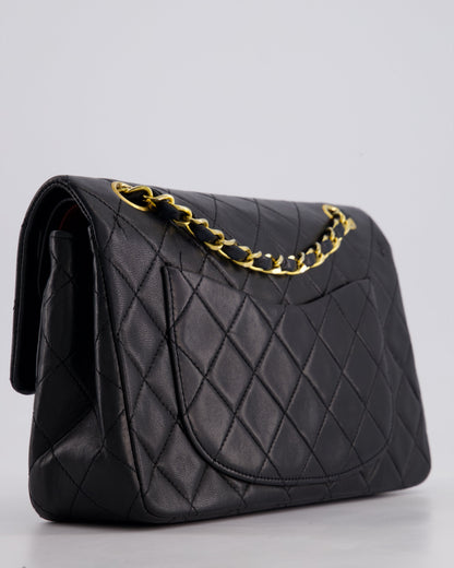 Chanel Vintage Black Small Classic Double Flap Bag in Lambskin Leather with 24k Gold Hardware