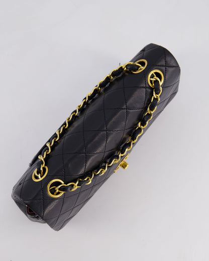Chanel Vintage Black Small Classic Double Flap Bag in Lambskin Leather with 24k Gold Hardware