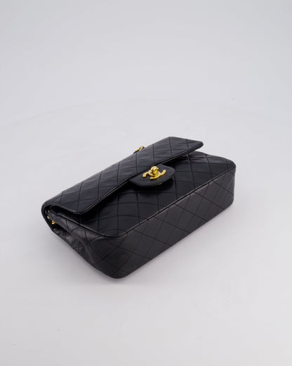 Chanel Vintage Black Small Classic Double Flap Bag in Lambskin Leather with 24k Gold Hardware