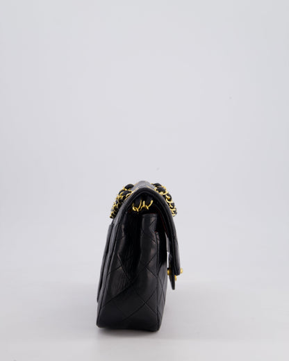Chanel Vintage Black Small Classic Double Flap Bag in Lambskin Leather with 24k Gold Hardware