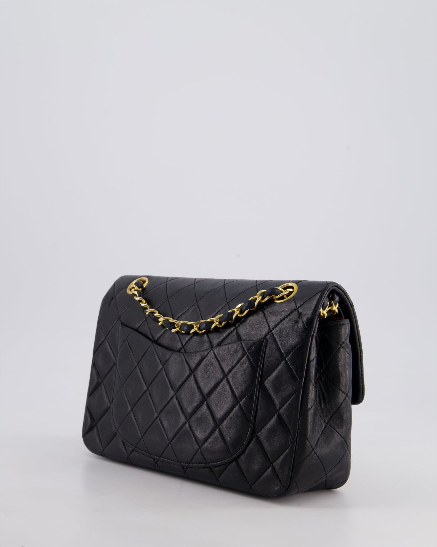 Chanel Vintage Black Small Classic Double Flap Bag in Lambskin Leather with 24k Gold Hardware